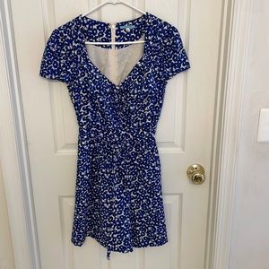 Anthropologie Leifnotes Blue floral romper
